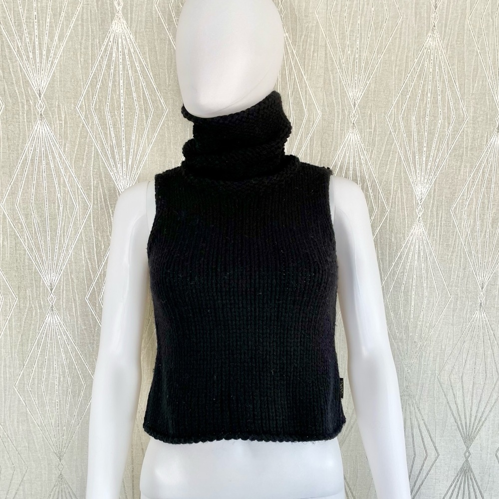 Vintage Versace Jeans Couture Sleeveless Knit Cropped Turtleneck Sweater